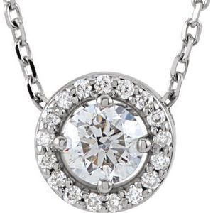 14K White 1/4 CTW Diamond Halo-Style 16" Necklace - 85916:101:P