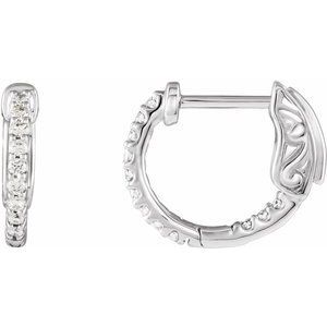 14K White 1/4 CTW Diamond Inside-Outside 14.5 mm Hoop Earrings - 650183:1000:P