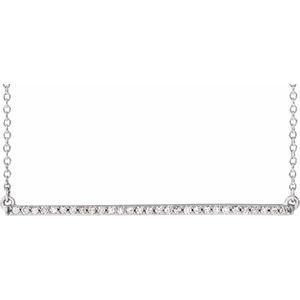 14K White 1/6 CTW Diamond Bar 16-18" Necklace - 651084:60001:P