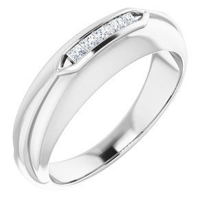 14K White 1/6 CTW Diamond Men's Ring  - 9852:6024:P