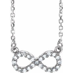 14K White 1/8 CTW Diamond Infinity 16 1/2" Necklace - 67072:84408:P