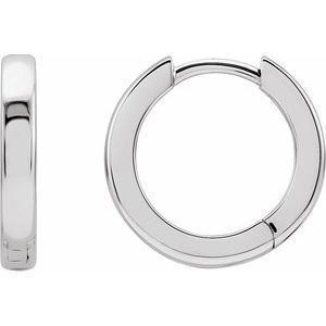 14K White 14 mm Hinged Hoop Earrings - 20172:110:P