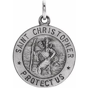 14K White 15 mm St. Christopher Medal - R5024:144036:P