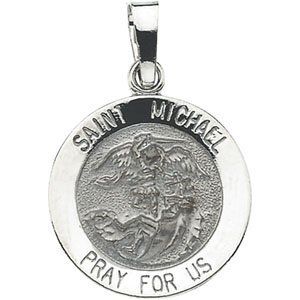 14K White 15 mm St. Michael Medal - R5052:129620:P