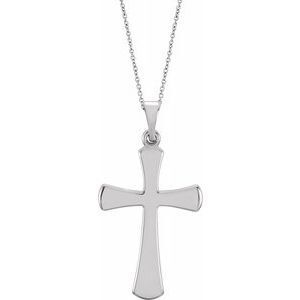 14K White 16.5x9.5 mm Cross 18" Necklace - R41276:6002:P