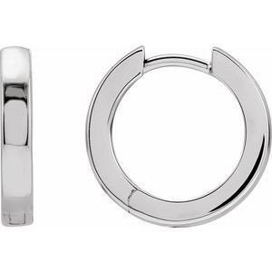 14K White 16 mm Hinged Hoop Earrings - 20172:136037:P