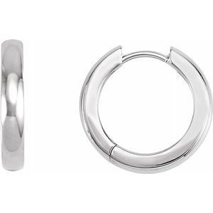 14K White 17.5 mm Hinged Hoop Earrings - 20007:27504520:P