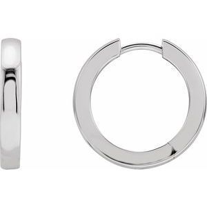 14K White 18 mm Hinged Hoop Earrings - 20172:136039:P