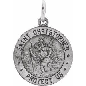 14K White 18 mm St. Christopher Medal - R5024:144031:P