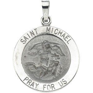 14K White 18 mm St. Michael Medal - R5052:129621:P