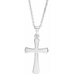 14K White 19.3x11.4 mm Cross 18" Necklace - R41276:6003:P
