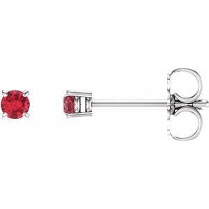 14K White 2.5 mm Round Ruby Earrings - 1874:70014:P