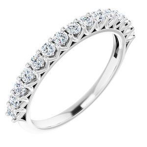 14K White 2 mm Round 1/2 CTW Diamond Anniversary Band - 123181:60000:P