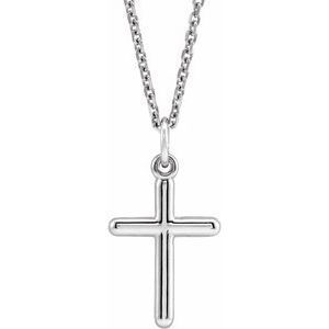 14K White 20x10.4 mm Cross 18" Necklace - R41148:109:P