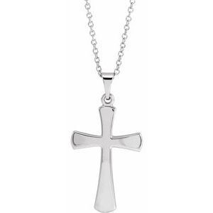 14K White 21x14 mm Cross 18" Necklace - R41276:6004:P