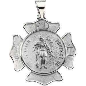 14K White 22.25 mm St. Florian Pendant - R16390:305276:P