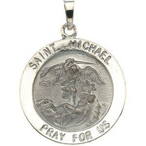 14K White 22 mm St. Michael Medal - R5052:144034:P