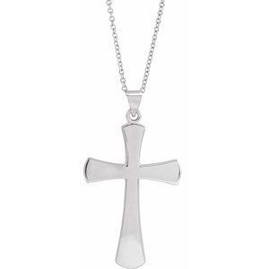 14K White 28.5x19 mm Cross 18" Necklace - R41276:6005:P