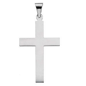14K White 28 x 18 mm Cross Pendant - R4030:123083:P