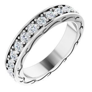 14K White 3/4 CTW Diamond Round Eternity Band Size 5 - 122141:60063:P