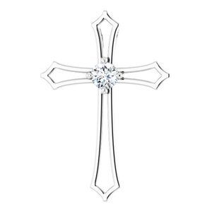 14K White 3.5 mm Round 1/6 CTW Diamond Pendant - R42338:60005:P