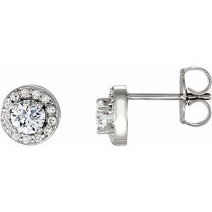 14K White 3/8 CTW Diamond Halo-Style Earrings - 28308:600000:P