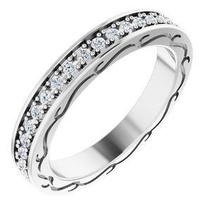 14K White 3/8 CTW Diamond Round Eternity Band Size 5 - 122141:60045:P