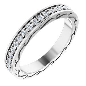 14K White 3/8 CTW Diamond Round Eternity Band Size 6 - 122141:60048:P
