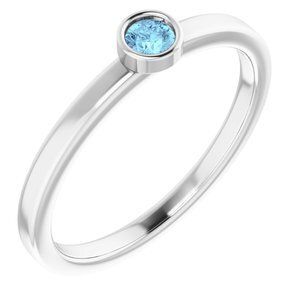 14K White 3 mm Round Aquamarine Ring - 71806:6191:P