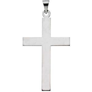 14K White 39 x 25 mm Cross Pendant - R4030:123084:P