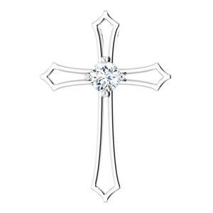 14K White 4.1 mm Round 1/4 CTW Diamond Pendant - R42338:60009:P