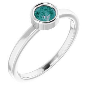 14K White 4.5 mm Round Lab-Grown Alexandrite Ring - 71806:6269:P