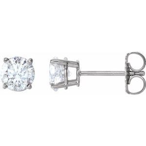 14K White 4 mm Round Sapphire Earrings        - 1874:70158:P