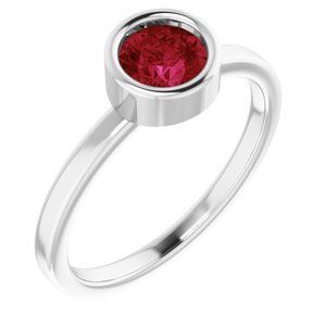 14K White 5.5 mm Round Lab-Grown Ruby Ring - 71806:6353:P