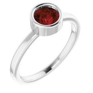 14K White 5.5 mm Round Mozambique Garnet Ring - 71806:6360:P