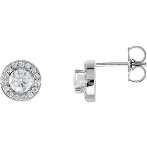 14K White 5/8 CTW Diamond Halo-Style Earrings - 28308:60001:P