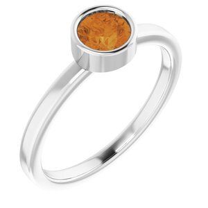 14K White 5 mm Round Citrine Ring - 71806:6144:P