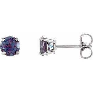 14K White 5 mm Round Lab-Grown Alexandrite Earrings - 1874:70136:P