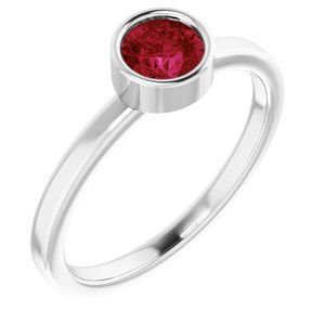 14K White 5 mm Round Lab-Grown Ruby Ring - 71806:6120:P