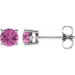 14K White 5 mm Round Pink Sapphire Earrings - 1874:70004:P