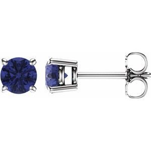14K White 5 mm Round Tanzanite Earrings - 1874:70006:P