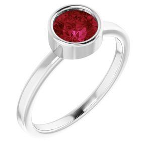 14K White 6 mm Round Lab-Grown Ruby Ring - 71806:607:P