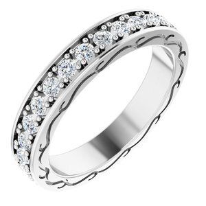 14K White 7/8 CTW Diamond Round Eternity Band Size 7 - 122141:60069:P