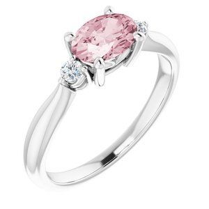 14K White 7x5 mm Oval Morganite & .08 CTW Diamond Ring  - 71995:6000:P