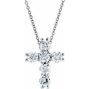 14K White 9/10 CTW Diamond Cross 18" Necklace  - R42309:60025:P