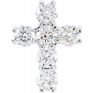 14K White 9/10 CTW Diamond Cross Pendant - R42309:10120:P