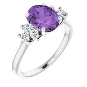 14K White Amethyst & 1/4 CTW Diamond Ring - 71604:70003:P