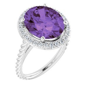 14K White Amethyst & 1/4 CTW Diamond Ring   - 72014:6016:P