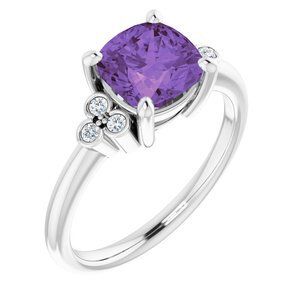 14K White Amethyst & 1/6 CTW Diamond Ring - 71586:70000:P