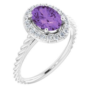 14K White Amethyst & 1/6 CTW Diamond Ring   - 72014:6012:P